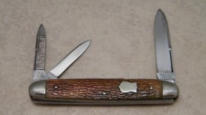 R. Klass Ohligs Germany Kissing Crane Snake Skin Stag Split Backspring Whittler Knife c. Pre 1934