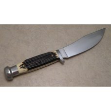 Queen #98 Made in USA Imitation Winterbottom Bone Hunting Fixed Blade Sheath Knife c.1980's