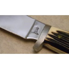 Queen #98 Made in USA Imitation Winterbottom Bone Hunting Fixed Blade Sheath Knife c.1980's