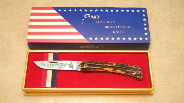 Case XX USA 4 Dot (1976) Stag 5137 SS Kentucky Bicentennial Sodbuster Knife in Box