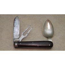 Ulster Knife Co. NY Ebony Wood WWI Knife Fork Spoon Combo