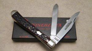 Winchester Trademark USA 1987 Bone 2904 Slimline Trapper Farmers Jack Knife in Box