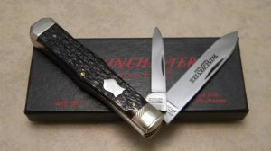 Winchester Trademark USA 1987 Bone 2921 Coffin Jack Knife in Box