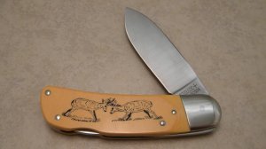 Schrade + USA SC504 Scrimshaw Yellow Micarta Large Lockback Knife