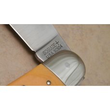 Schrade + USA SC504 Scrimshaw Yellow Micarta Large Lockback Knife Schrade + USA SC504 Scrimshaw Yellow Micarta Large Lockback Knife