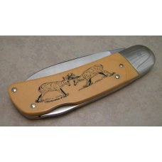 Schrade + USA SC504 Scrimshaw Yellow Micarta Large Lockback Knife Schrade + USA SC504 Scrimshaw Yellow Micarta Large Lockback Knife