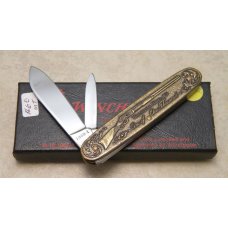 Winchester Trademark USA 1987-1 Factory Error (Stamped 1988-1) Brass 2 Blade Pen Knife in Box Winchester Trademark USA 1987-1 Factory Error (Stamped 1988-1) Brass 2 Blade Pen Knife in Box