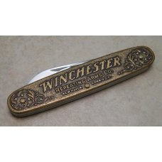 Winchester Trademark USA 1987-1 Factory Error (Stamped 1988-1) Brass 2 Blade Pen Knife in Box Winchester Trademark USA 1987-1 Factory Error (Stamped 1988-1) Brass 2 Blade Pen Knife in Box