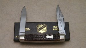 John Primble India Steel Works 1988 Bone 5220 Moose Knife in Box