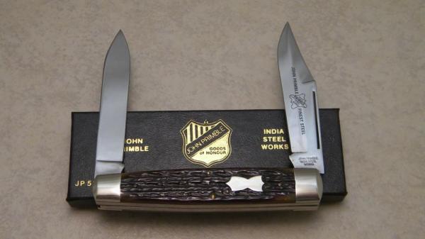 John Primble India Steel Works 1988 Bone 5220 Moose Knife in Box John Primble India Steel Works 1988 Bone 5220 Moose Knife in Box