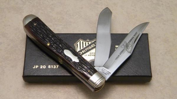 John Primble India Steel Works 1989 Bone 5137 Trapper Knife in Box