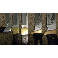 Buck USA 1977 Aurum Etch Knife Set in Wood Display Box 501, 110, 112, Kalinga & Akonua Buck USA 1977 Aurum Etch Knife Set in Wood Display Box 501, 110, 112, Kalinga & Akonua