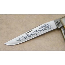 Case XX Stainless USA 3 Dot (1977) Stag Blue Scroll 8 Knife Set Case XX Stainless USA 3 Dot (1977) Stag Blue Scroll 8 Knife Set