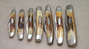 Case XX Stainless USA 2 Dot (1978) Stag Red Etch 7 Knife Set
