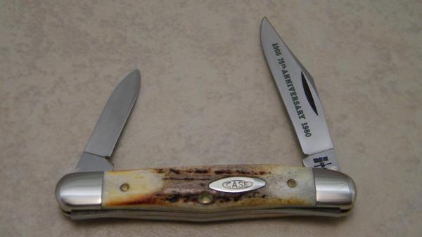 Case XX SS USA 10 Dot (1980) 75th Anniversary Stag 5208 SSP Half Whittler Knife Case XX SS USA 10 Dot (1980) 75th Anniversary Stag 5208 SSP Half Whittler Knife
