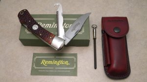 Remington UMC USA R3 Delrin Big Game Dual Lockback Knife & Pouch (1st Year Knife) in Box