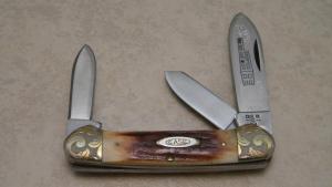 Case XX SS USA 10 Dot (1980) Stag 53131 SSP Engraved Bolsters 3 Blade Canoe Knife
