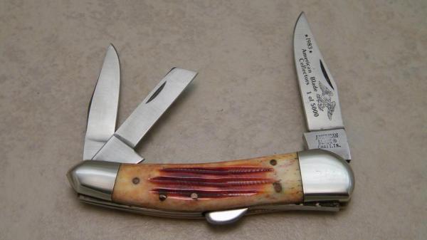 American Blade Chatt. TN. (Parker) Japan Bone ABC Collectors Lockback Whittler Knife c.1983 American Blade Chatt. TN. (Parker) Japan Bone ABC Collectors Lockback Whittler Knife c.1983