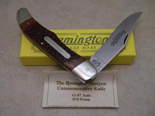 Remington 1990 Shotgun Commemorative Delrin Folding Hunter Knife in Box Remington 1990 Shotgun Commemorative Delrin Folding Hunter Knife in Box