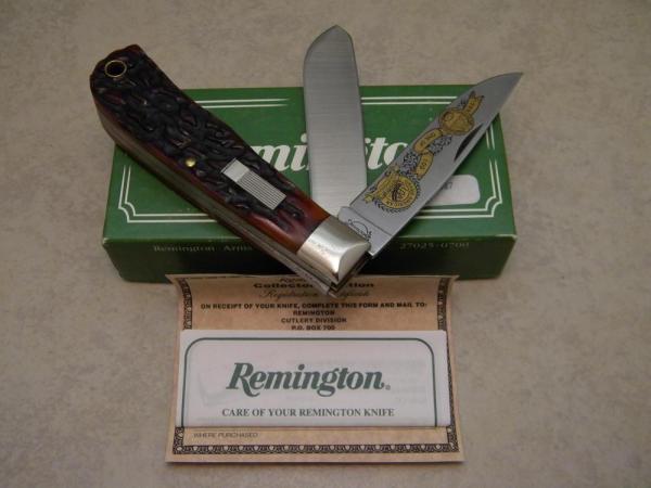 Remington USA Cartridge Bone R1128 Trapper Knife 1999 ATA Grand American in Box Remington USA Cartridge Bone R1128 Trapper Knife 1999 ATA Grand American in Box