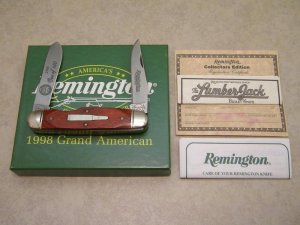 Remington Bullet Wood R4468 Lumberjack Knife 1998 ATA Grand American in Box