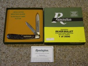 Remington UMC USA 1995 Genuine Bone R1273 Silver Bullet Master Guide Knife in Box 