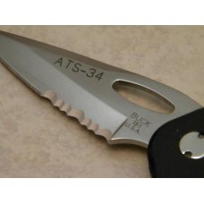 Buck 181 USA ATS-34 Black Odyssey Linerlock Tactical Knife Partial Serrated Blade