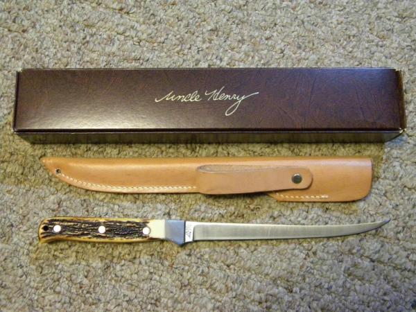 Schrade + USA 167UH Staglon Uncle Henry Steelhead Fillet Knife & Sheath in Box