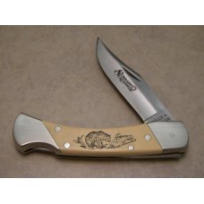 Schrade + USA SC705 Bear Scrimshaw Lockback Knife & Pouch in Box c.1979 Schrade + USA SC705 Bear Scrimshaw Lockback Knife & Pouch in Box c.1979