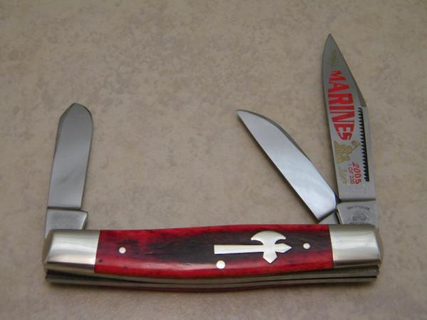 Fight'n Rooster Frank Buster & Son Germany Red Bone Marines Stockman Knife c.2005 Fight'n Rooster Frank Buster & Son Germany Red Bone Marines Stockman Knife c.2005