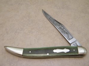 Fight'n Rooster Germany Green Bone Toothpick Knife Still Water Runs Deep c.1987