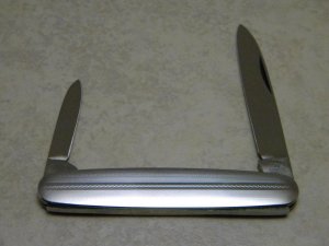 Hen & Rooster Solingen Stainless Bertram Germany Fancy Metal 2 Blade Pen Knife c.1970's 