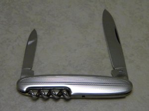 Hen & Rooster Solingen Stainless Fancy Metal Corkscrew Bartenders Knife c.1970's 