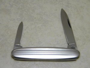 Hen & Rooster Solingen Stainless Bertram Germany Fancy Metal 2 Blade Pen Knife c.1970's 