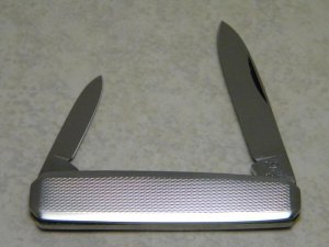 Hen & Rooster Solingen Stainless Fancy Metal 2 Blade Pen Knife c.1970's 