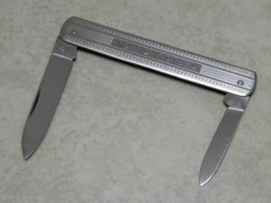 Hen & Rooster Solingen Stainless Fancy Metal Pen Knife Holliday Steel c.1970's 