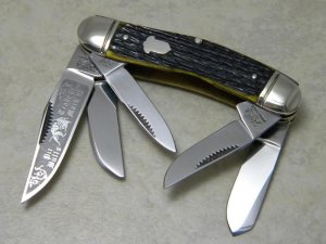 Bulldog Brand Solingen Germany Green Bone Acorn Shield Pit Bulls 5 Blade Sowbelly Knife