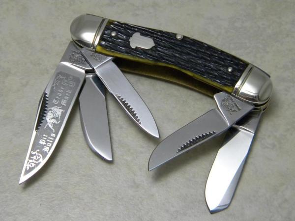 Bulldog Brand Solingen Germany Green Bone Acorn Shield Pit Bulls 5 Blade Sowbelly Knife Bulldog Brand Solingen Germany Green Bone Acorn Shield Pit Bulls 5 Blade Sowbelly Knife