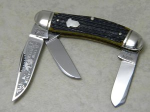 Bulldog Brand Solingen Germany Green Bone Acorn Shield Pit Bulls 3 Blade Sowbelly Knife