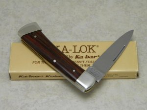 Ka-Bar KA-LOK Stainless 2227 Japan Wood Locking Blade Knife in Box c.1966-1982