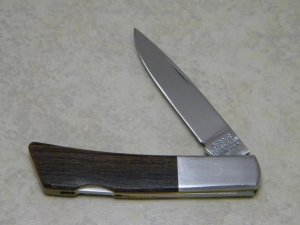 Gerber Portland Oregon 97223 USA Silver Knight by Sakai Japan Wood Lockback Knife