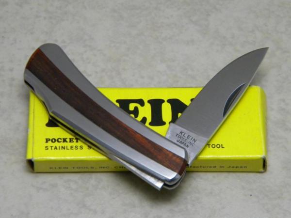 Klein Tools, Inc. Japan 44032 Stainless & Wood Lockback Knife in Box