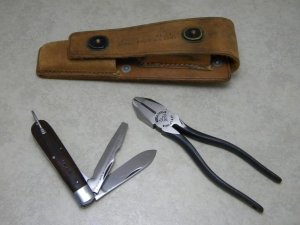Camillus / Utica USA TL-29 Knife & Pliers U.S. Army Signal Corps Set in Pouch Korean War c.1950's