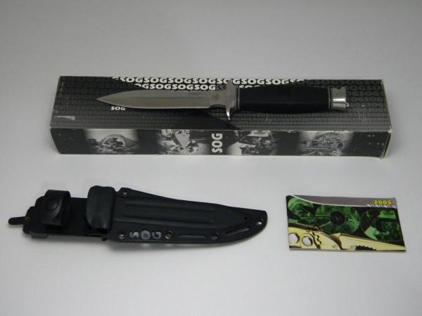 Sog Specialty Knives Special Edition Daggert 1 Satin Finished Fixed Blade Sheath Knife in Box c.2005 Sog Specialty Knives Special Edition Daggert 1 Satin Finished Fixed Blade Sheath Knife in Box c.2005