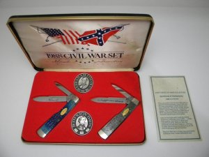 Case XX USA 1988 Bone 6230 Gunstock Civil War Commemorative Knife Set in Box