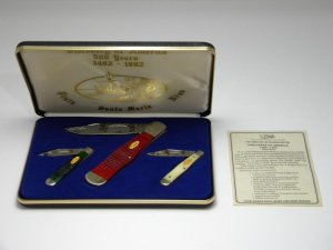 Case XX USA 1992 Bone 61050 6225 1/2 Coke Bottle Discovery of America Commemorative Knife Set in Box