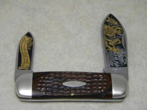 Case 1975 Shaw Leibowitz Gold Etch John Paul Jones Commemorative 6250 Elephant Toe Sunfish Knife