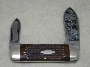 Case 1975 Shaw Leibowitz Silver Etch John Paul Jones Commemorative 6250 Elephant Toe Sunfish Knife