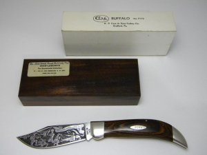 Case 1973 Shaw Leibowitz Silver Etch The Shot Heard Round the World P172 Buffalo Clasp Knife