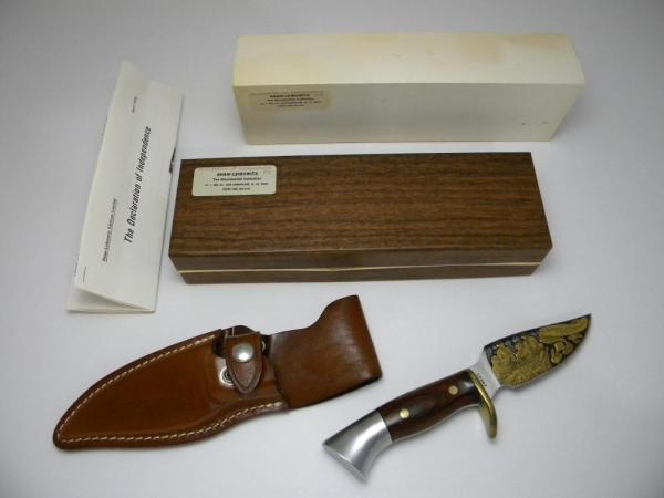 Westmark USA 703 Shaw Leibowitz Gold Etch Declaration of Independence Fixed Blade Sheath Knife